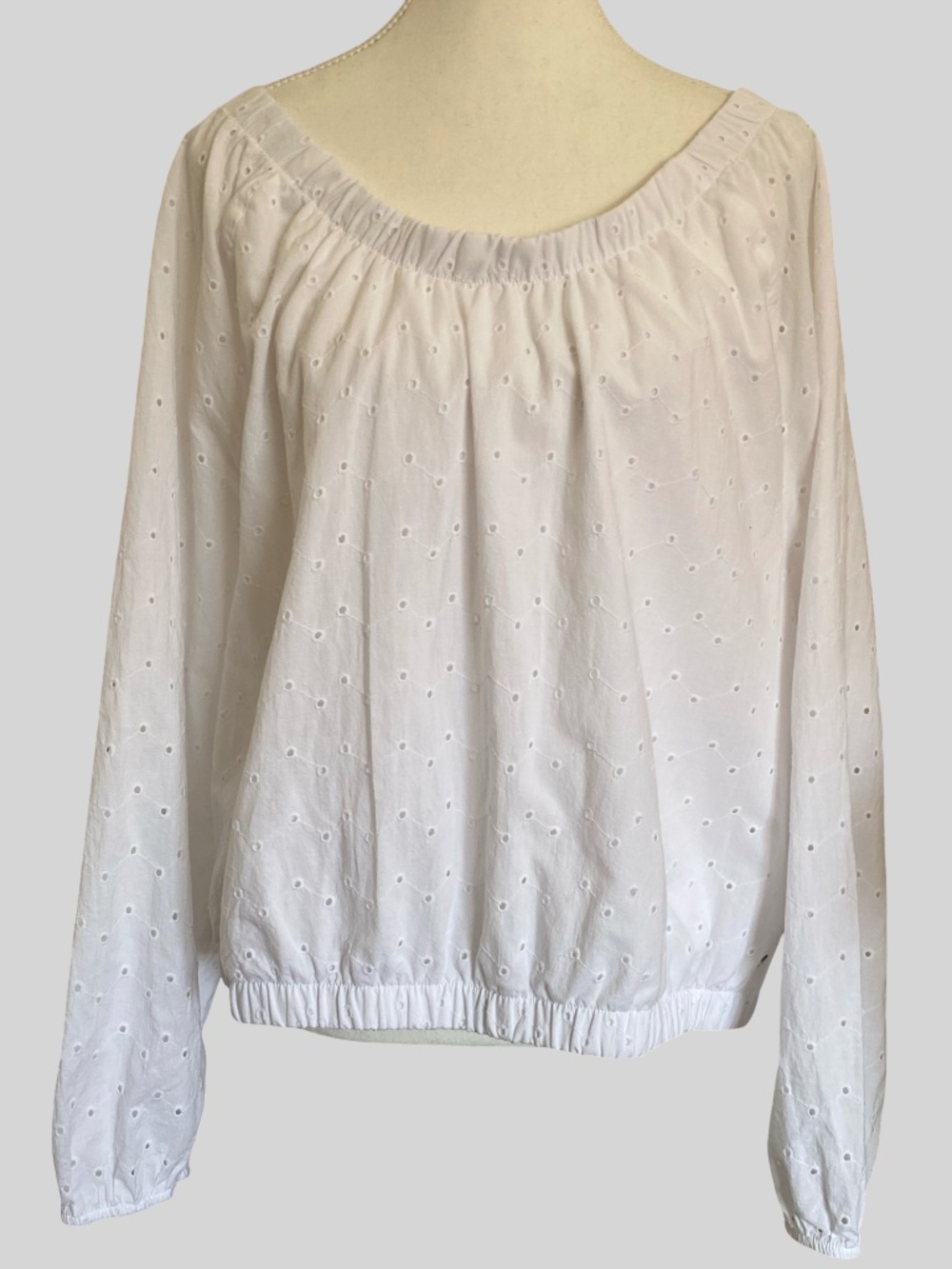 Mexx White Eyelet Wide Scoop Neck Cotton Blend Summer Top-Sz-XXL